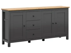 Komoda Claudio 199 cm z 3 drzwiami i 3 szufladami grafit/dąb artisan