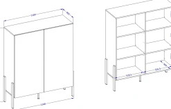 Komoda 114 cm do salonu sypialni z półkami JUKON
