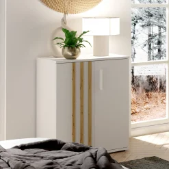 Komoda 60 cm dwudrzwiowa z lamelami TALLY biała