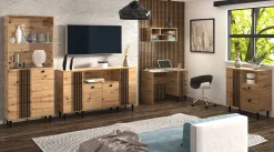 Komoda 120 cm na nóżkach z szufladami do salonu LERON dąb artisan