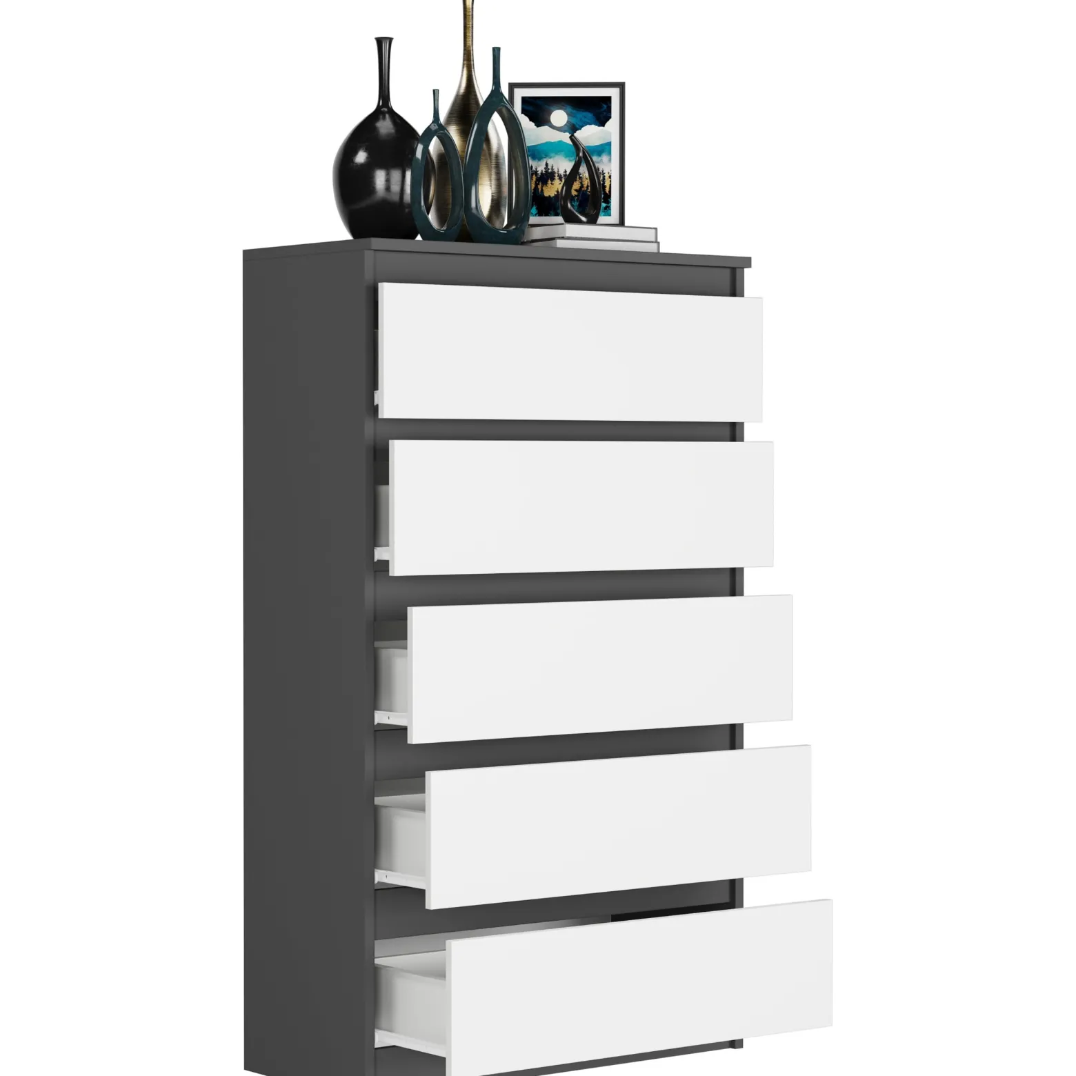 Komoda 70cm 5 szuflad szafka FRAMIRE R-5 antracyt mix