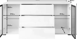 Komoda 150 cm z szufladami CAVIO biały połysk