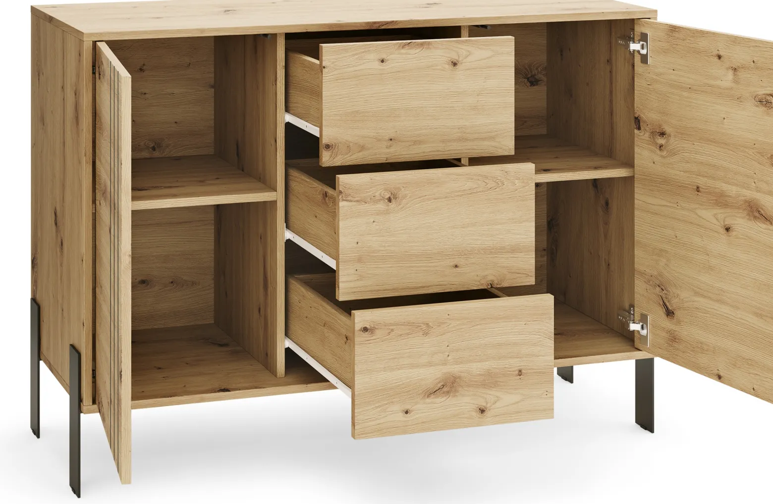 Komoda 120 cm z szufladami do salonu NUVIO dąb artisan