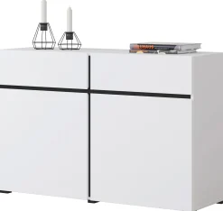 Komoda CROSS 2D2S 119cm biała/czarna