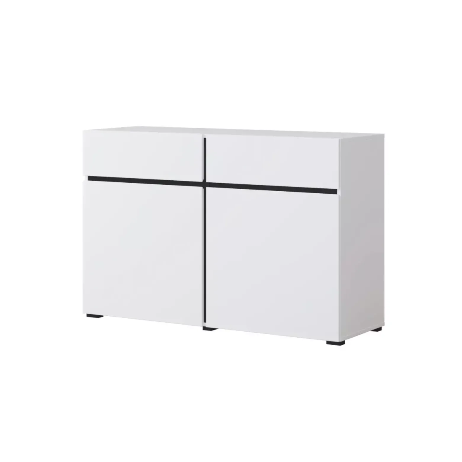 Komoda CROSS 2D2S 119cm biała/czarna