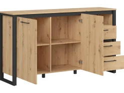 Komoda Dodson 160 cm z 2 drzwiami i 4 szufladami dąb artisan/czarny