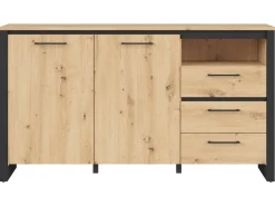 Komoda Dodson 160 cm z 2 drzwiami i 4 szufladami dąb artisan/czarny