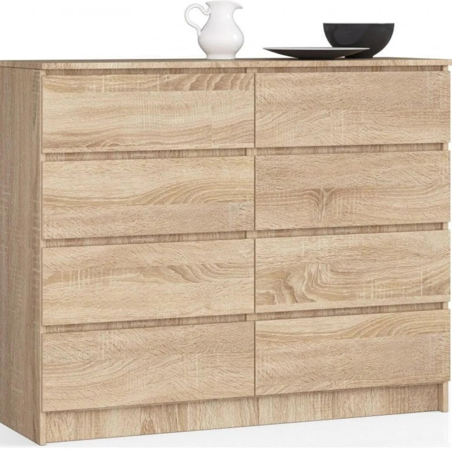 Komoda do salonu, STILO, 8 szuflad, 120cm, dąb sonoma, mat | TYLETEGOTU