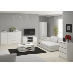 Komoda do salonu, STILO, 10 szuflad, 120x40x121 cm, biel, mat | TYLETEGOTU