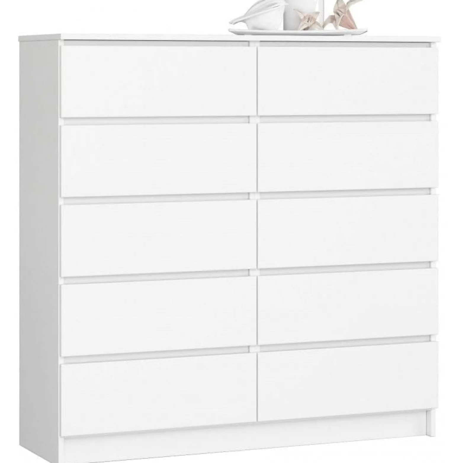 Komoda do salonu, STILO, 10 szuflad, 120x40x121 cm, biel, mat | TYLETEGOTU