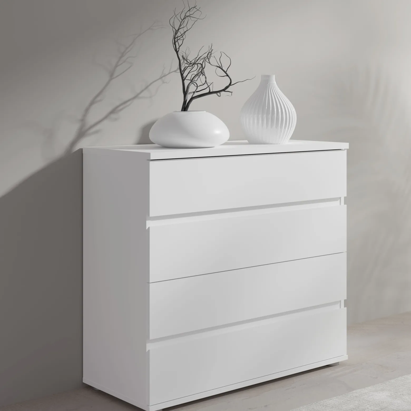 Komoda do sypialni 91 cm z szufladami FLORIS biała