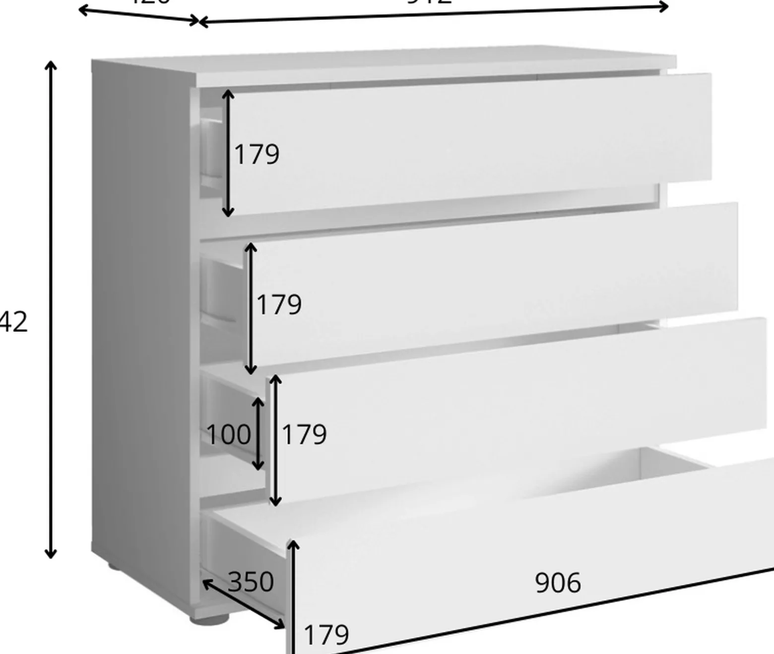 Komoda do sypialni 91 cm z szufladami FLORIS biała