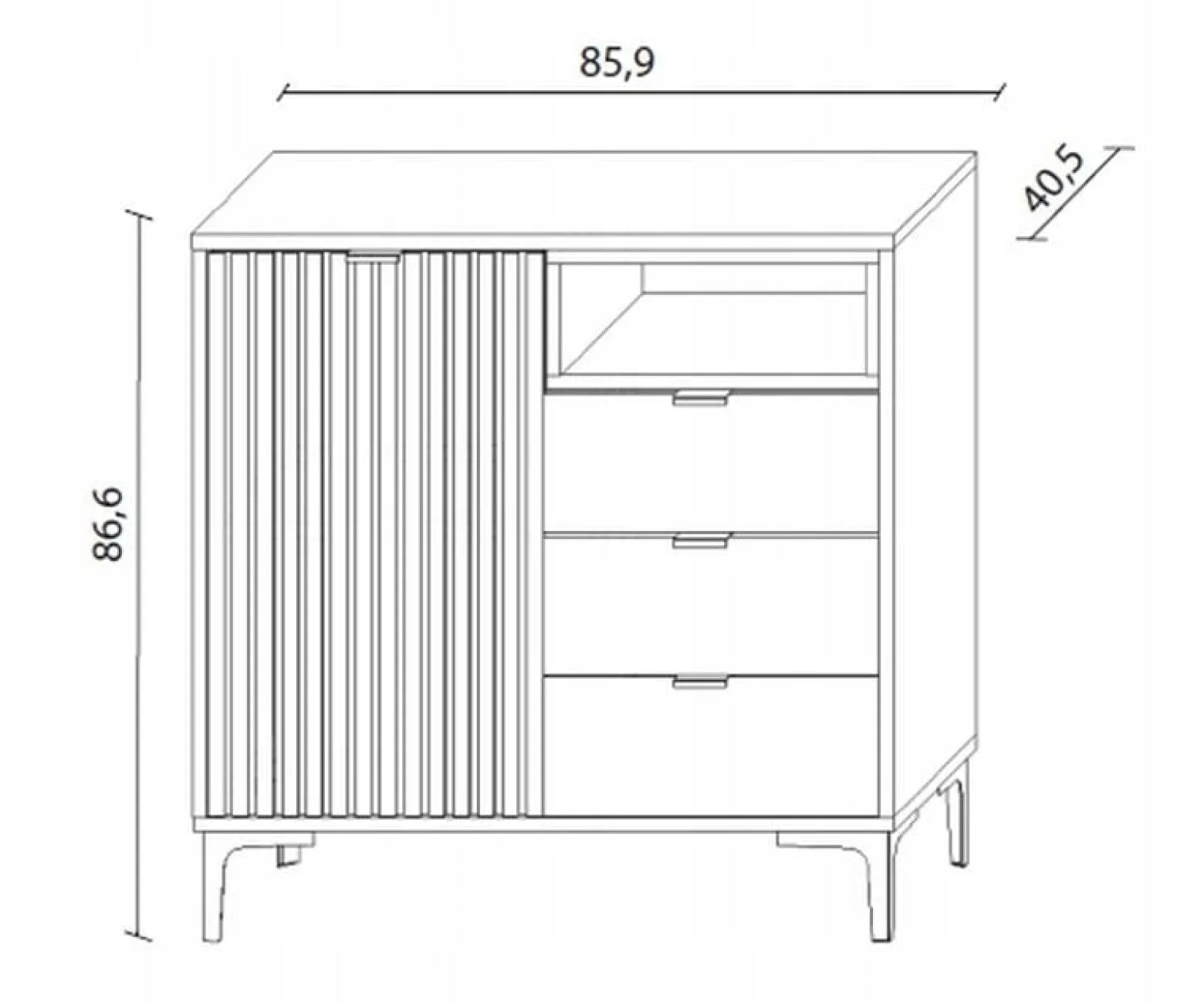 Komoda do sypialni 1D3S 86 Dąb Craft Złoty nowoczesna i elegancka