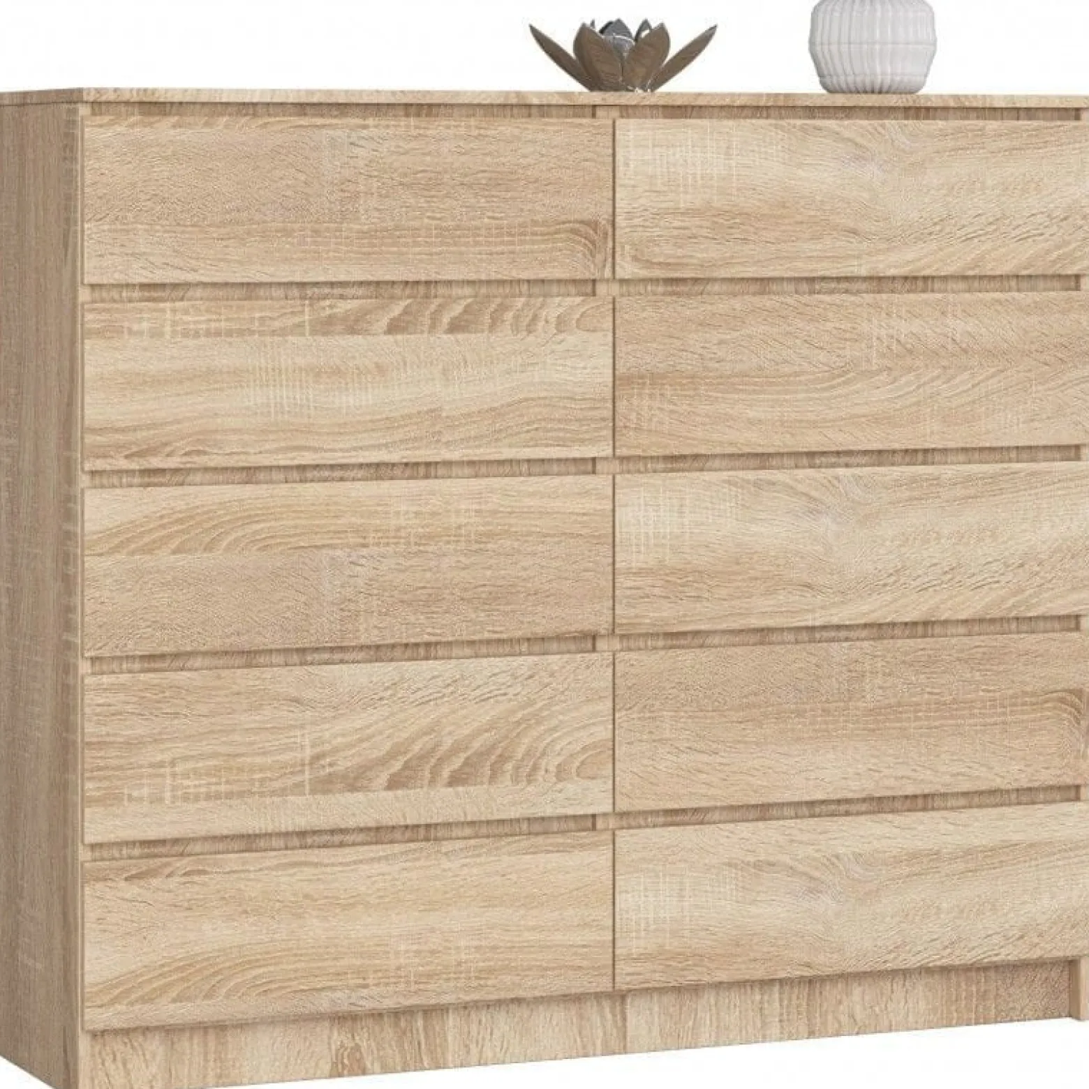 Komoda do sypialni, STILO, 10 szuflad, 140x40x121 cm, sonoma | TYLETEGOTU