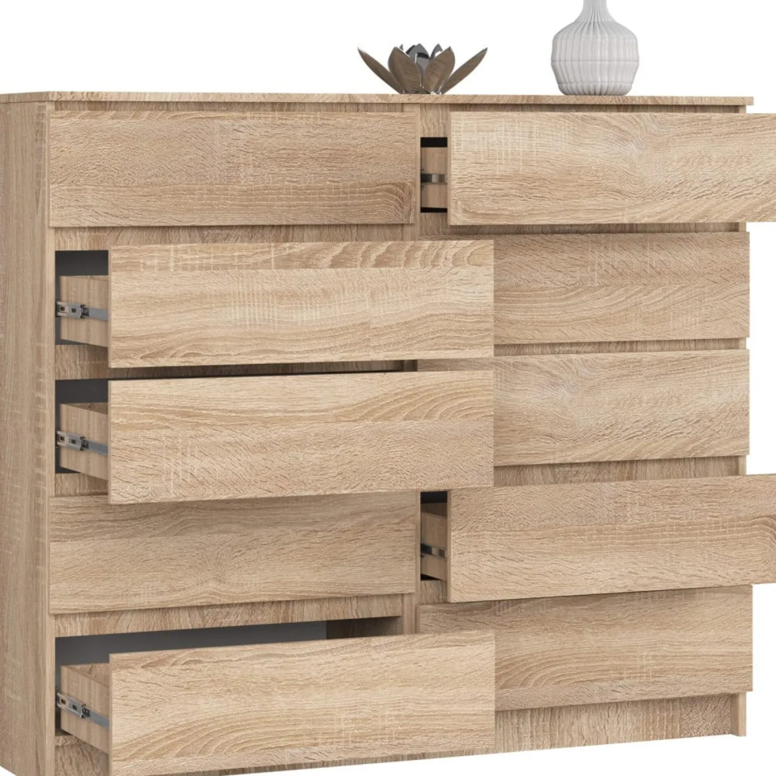 Komoda do sypialni, STILO, 10 szuflad, 140x40x121 cm, sonoma | TYLETEGOTU