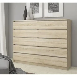 Komoda do sypialni, STILO, 10 szuflad, 140x40x121 cm, sonoma | TYLETEGOTU