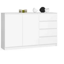 Komoda do sypialni, 4 szuflady, PLENO, 160x40x99 cm, biel, mat | TYLETEGOTU