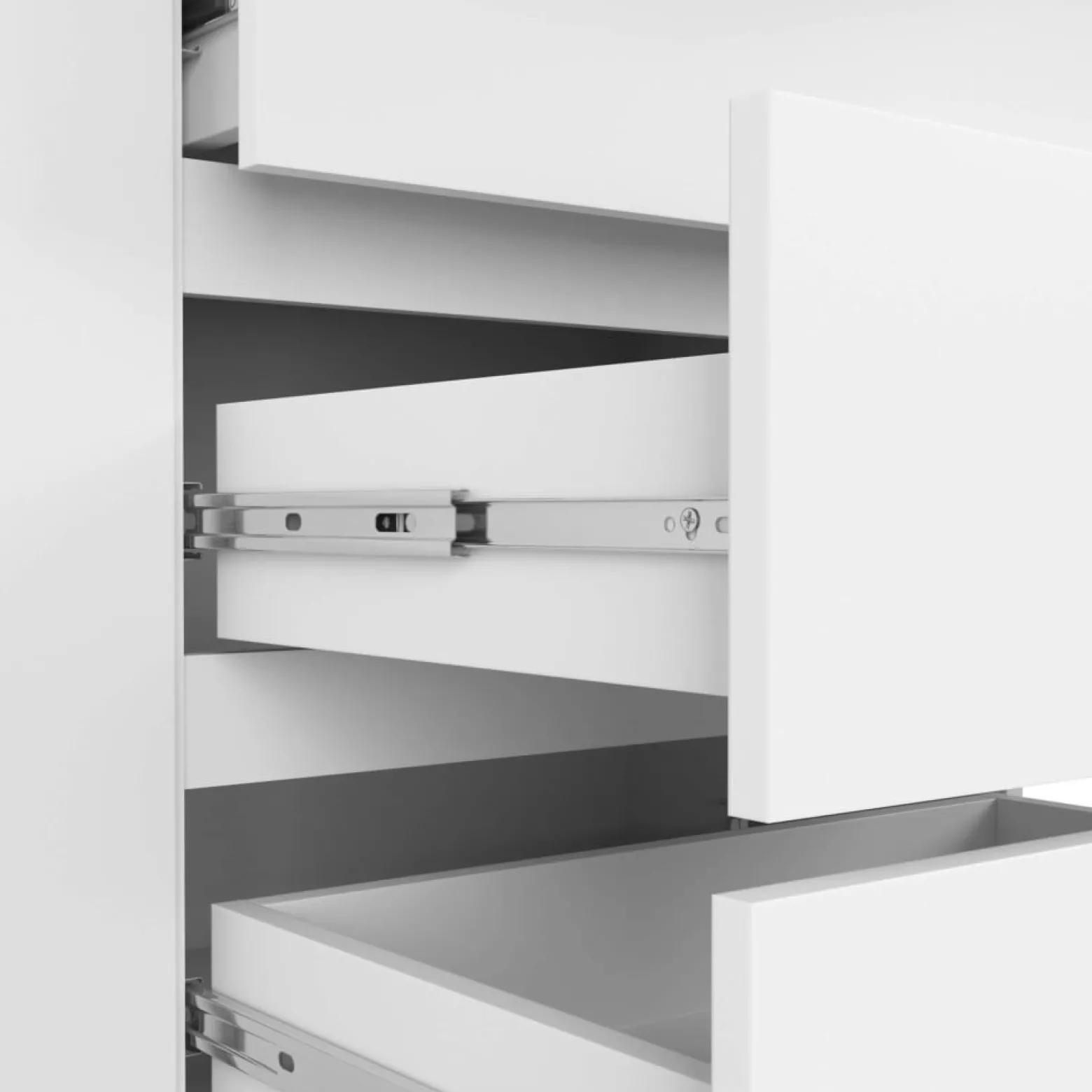 Komoda do sypialni, 4 szuflady, PLENO, 160x40x99 cm, biel, mat | TYLETEGOTU