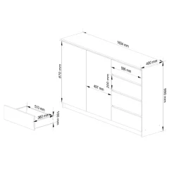 Komoda do sypialni, 4 szuflady, PLENO, 160x40x99 cm, biel, mat | TYLETEGOTU
