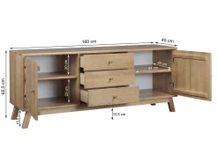 Komoda drewniana 160 cm OREGON WOOD II, kolor sosnowy