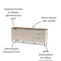 Komoda Dwudrzwiowa BLUSH 183,4 cm Kaszmir/ Dąb castello