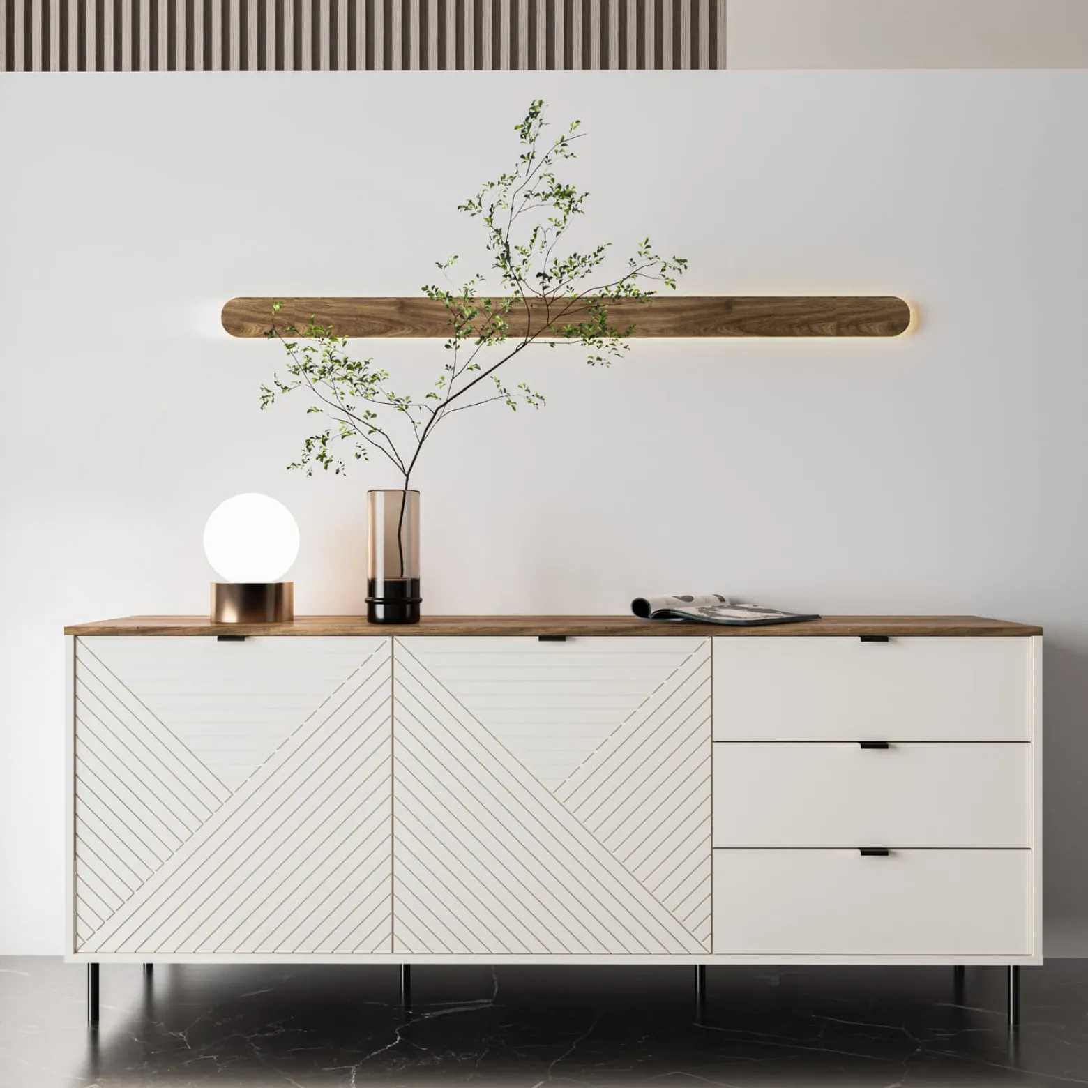 Komoda Dwudrzwiowa BLUSH 183,4 cm Kaszmir/ Dąb castello