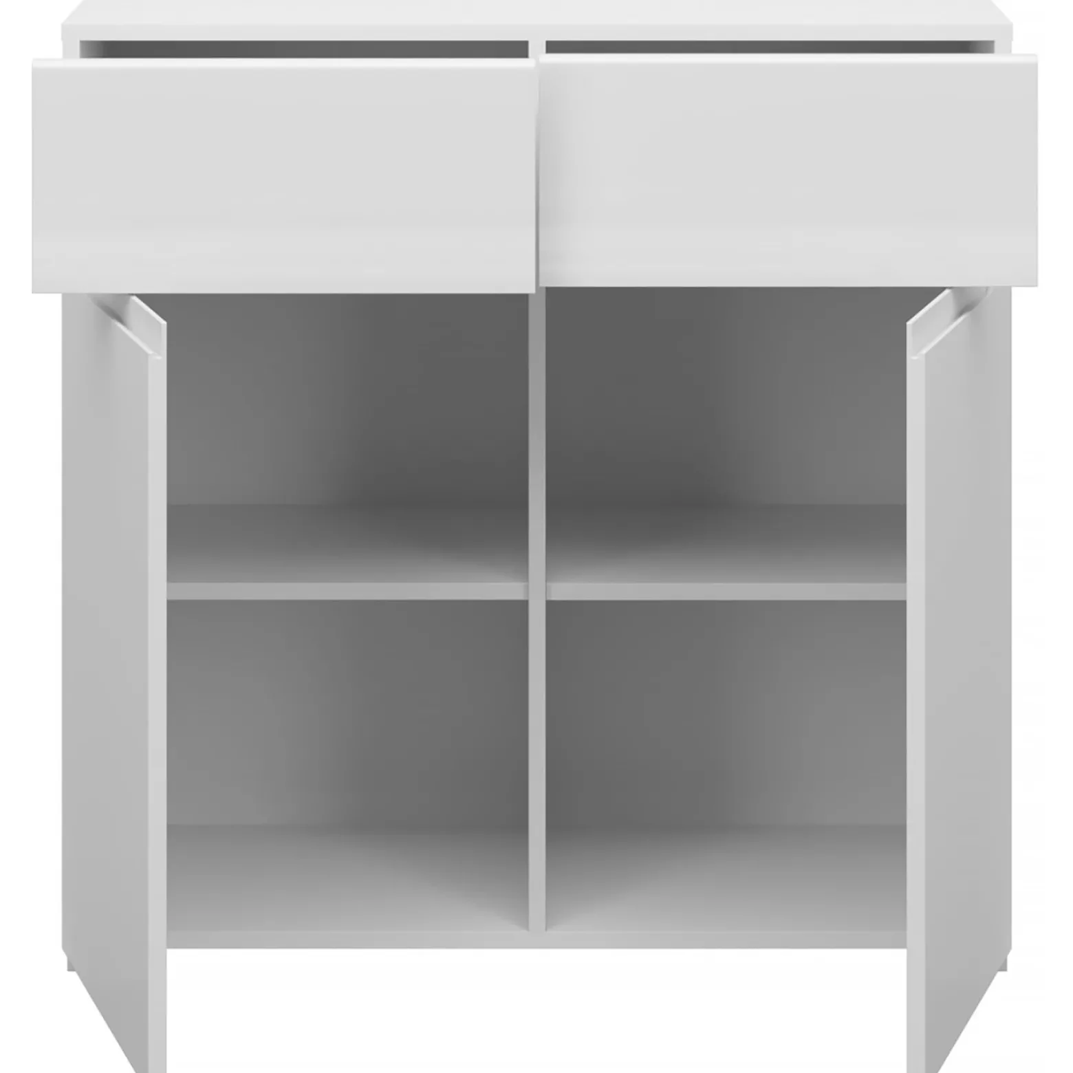 Komoda Dwudrzwiowa z Szufladami MIST 90 cm Biały połysk