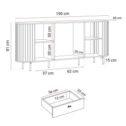Komoda ELODIE 190 cm 2D3S, kaszmir