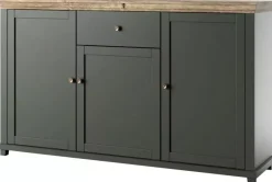 Komoda EVORA 3D1S 160 zielona mat/dąb lefkas