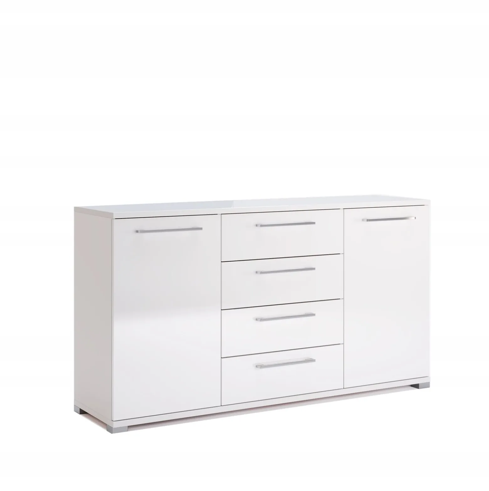 KOMODA Flory 150 cm 4 SZUFLADY i 2 SZAFKI biały połysk