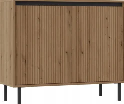 KOMODA GLAMOUR 100 cm RYFLE Nóżki METAL 2D DĄB EVOKE OSAKA