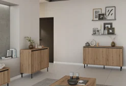 KOMODA GLAMOUR 100 cm RYFLE Nóżki METAL 2D DĄB EVOKE OSAKA