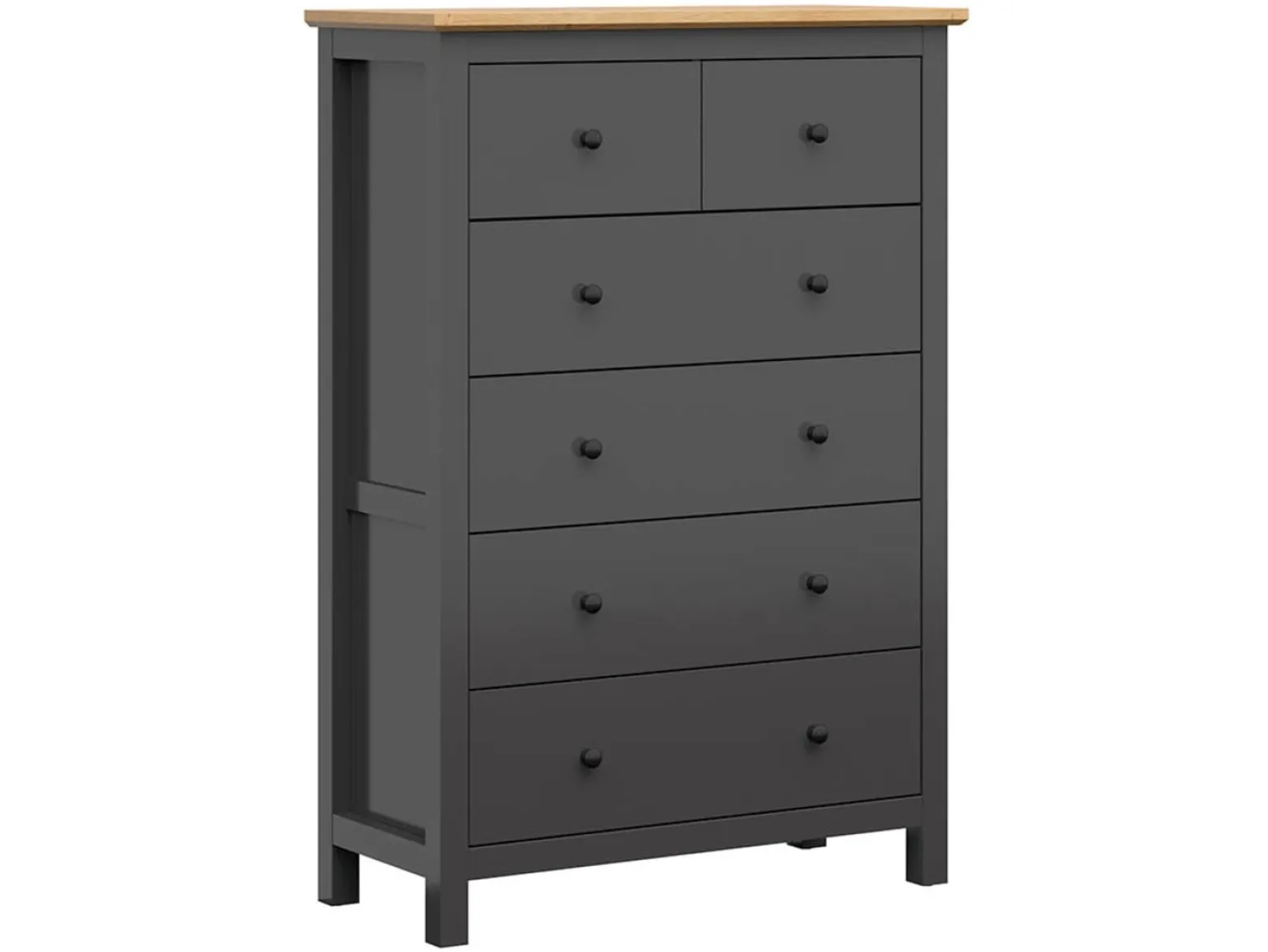 Komoda Hesen 101 cm z 6 szufladami grafit/dąb artisan