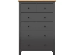 Komoda Hesen 101 cm z 6 szufladami grafit/dąb artisan