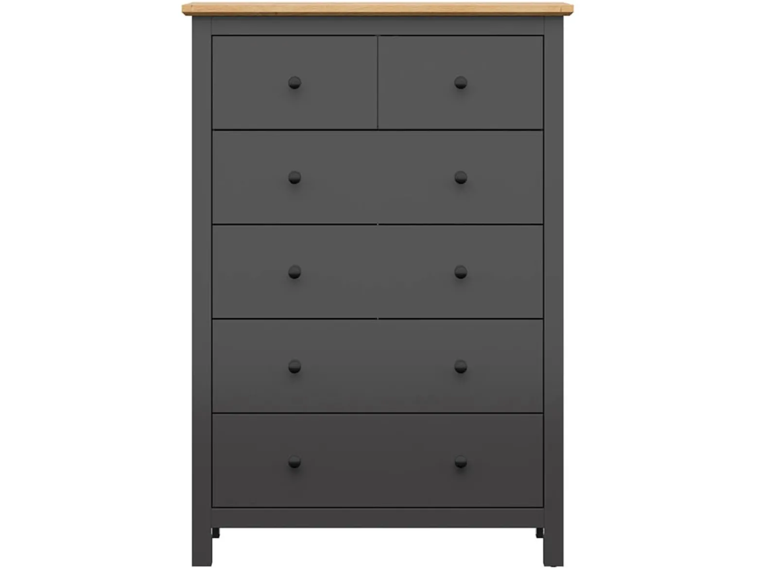 Komoda Hesen 101 cm z 6 szufladami grafit/dąb artisan