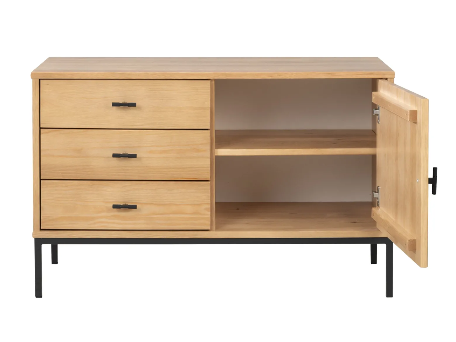 Komoda III drewno i metal SIRIO LOFT, kolor dębowy