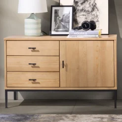 Komoda III drewno i metal SIRIO LOFT, kolor dębowy