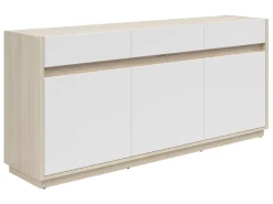 Komoda Kim z 3 drzwiami i 3 szufladami dąb riva jasny/biały