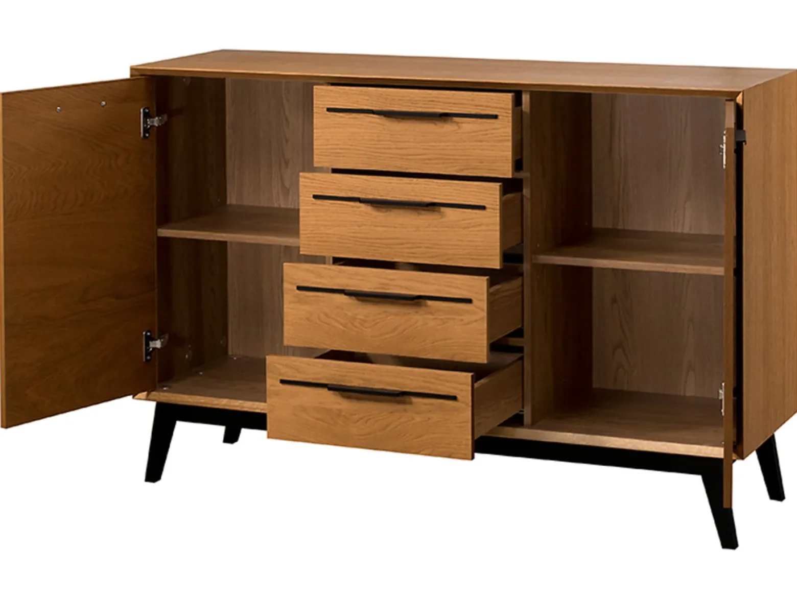 Komoda Lazure 136 cm z 2 drzwiami i 4 szufladami dąb rustical karmelowy