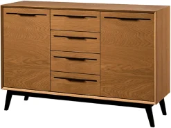 Komoda Lazure 136 cm z 2 drzwiami i 4 szufladami dąb rustical karmelowy
