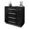Komoda LINA 95 z metalowymi uchwytami czarny połysk LED