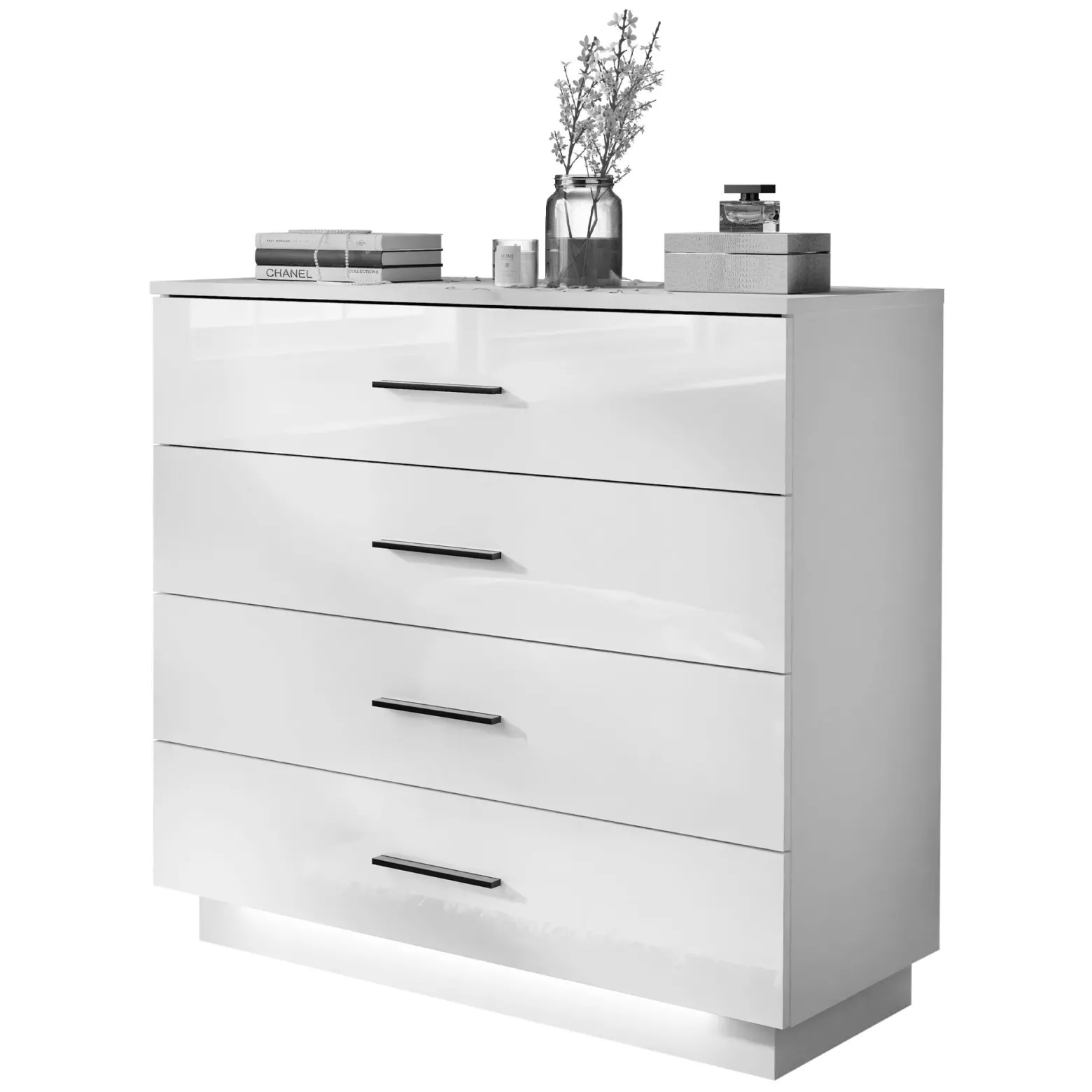 Komoda LINA z szufladami i czarnymi uchwytami