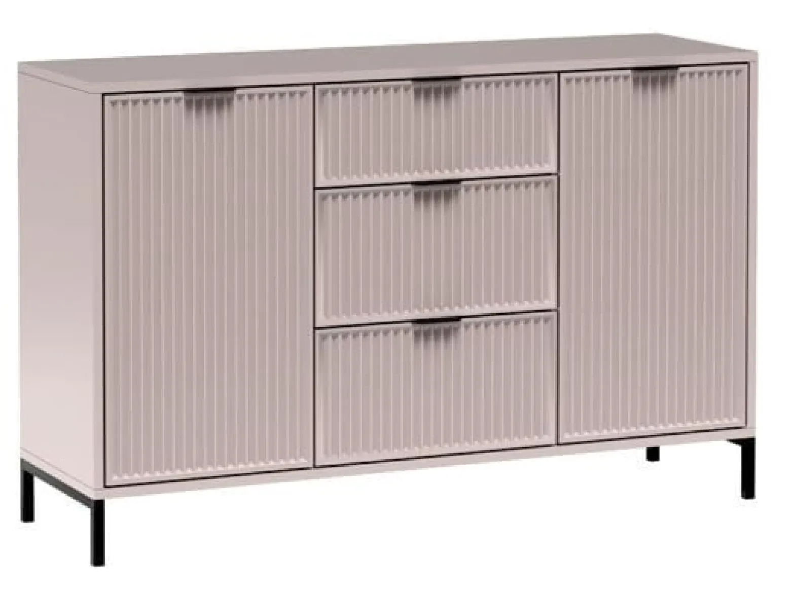 Komoda LINK LS-2 kaszmir 135 cm RYFLOWANE FRONTY