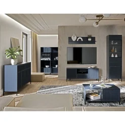 Komoda linna z ryflowanym frontem