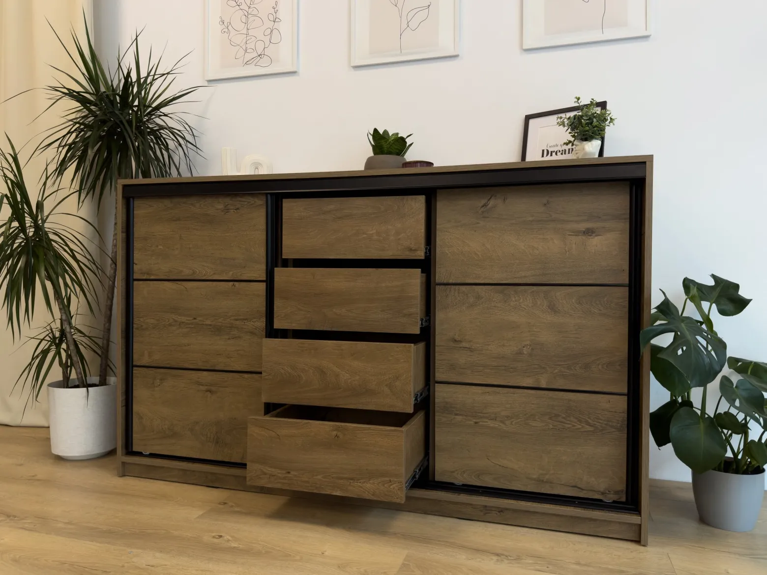Komoda LOFT dwudrzwiowa 120 cm dąb artisan