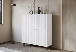 Komoda LOKET 120 cm biały/biały MDF z ryflowaniem M9