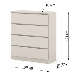 Komoda MAJA S4 90 cm kaszmir 4 szuflady