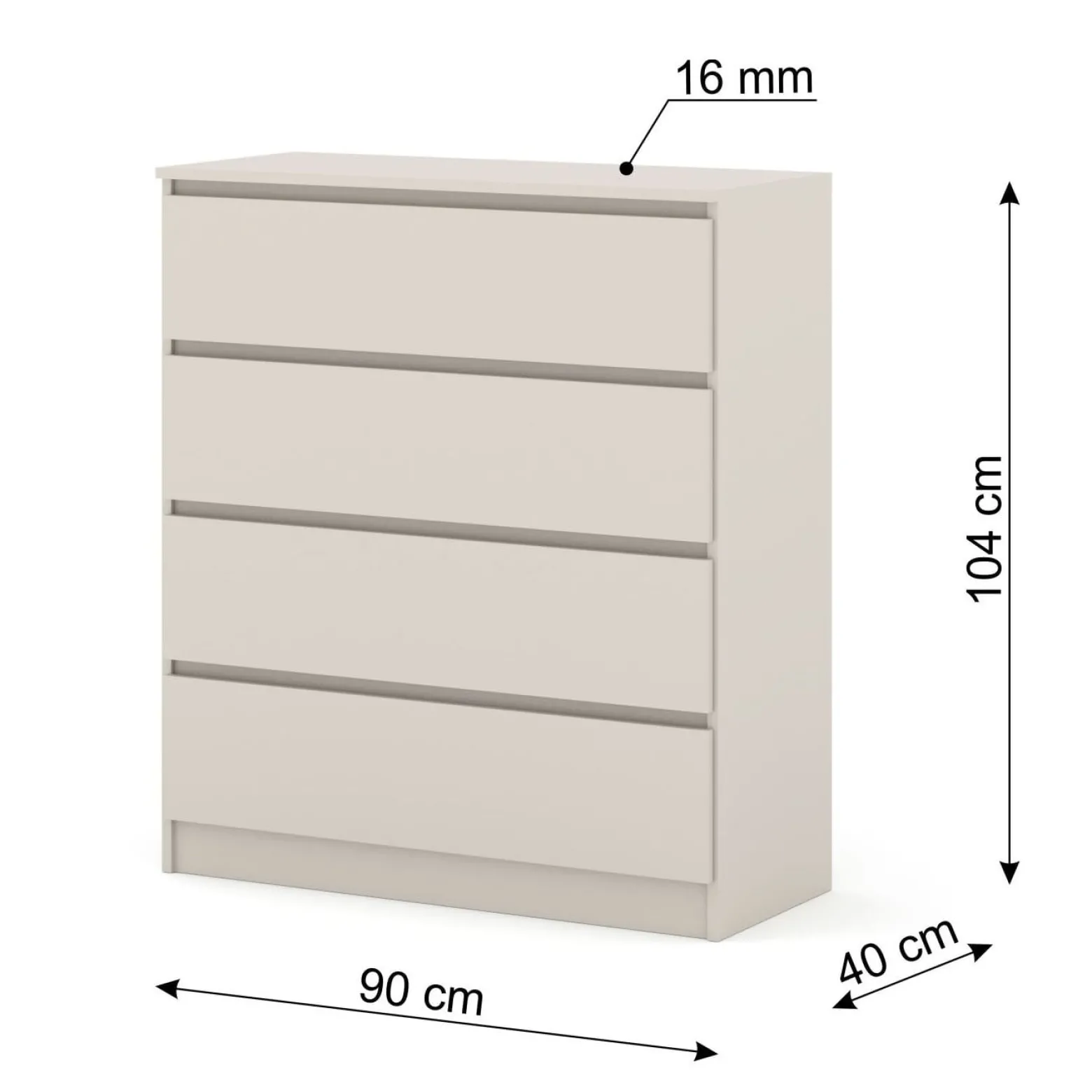 Komoda MAJA S4 90 cm kaszmir 4 szuflady