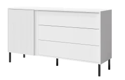Komoda 3 MIA 145 cm z ryflowanym frontem z szufladami Biały