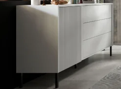 Komoda 3 MIA 145 cm z ryflowanym frontem z szufladami Biały